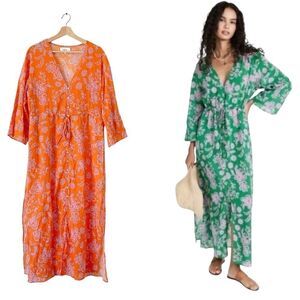 Xirena Mykah Floral Maxi Dress Coverup NEW Size Small Orange Purple
